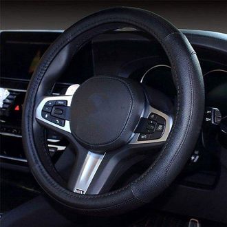 OEM Funda Para Volante De Coche De Cuero Sint&eacute;tico Pu Duradero, Universal De 38 Cm, Transpirable Y Antideslizante, Para Hombres Y Mujeres (negro-3)