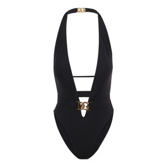 Dolce & Gabbana One-piece, female, Black, Size: S One-piece swimsuit with waist belt