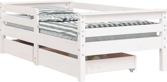 vidaXL Estructura Cama Ni&ntilde;os Con Cajones Madera Pino Blanco 70x140 Cm Vidaxl