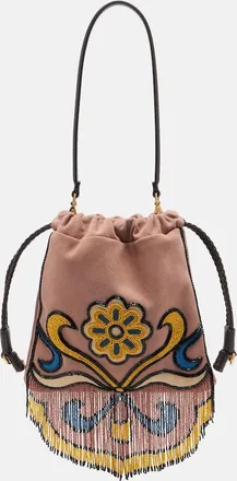 Etro Kalispera Small beaded suede shoulder bag