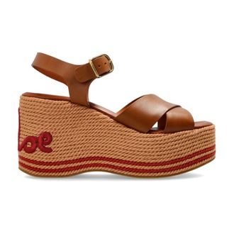 Chlo&eacute; Wedges, female, Brown, Size: 10 US Sand Wedge Sandals
