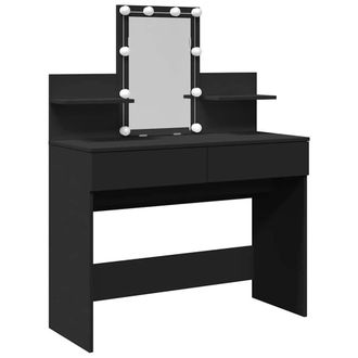 Berkfield Home Dressing Table with LED Black 100x40x130 cm | Size: 100 x 40 x 130 cm