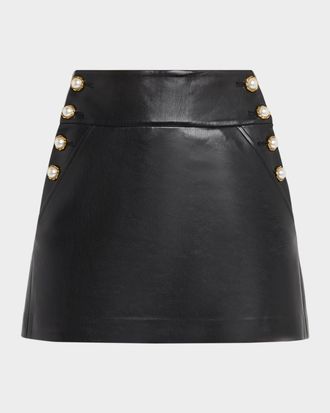 Alice & Olivia Donald Vegan Leather Mini Skirt