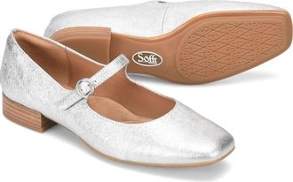 Söfft Womens Elsey Leather Flats In Silver