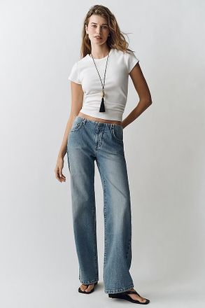 Pilcro Isla Clean-Waist Mid-Rise Stovepipe Jeans
