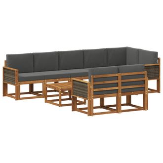vidaXL Conjunto De Sof&aacute;s De Exterior 9 Pcs Natural Y Antracita Vidaxl