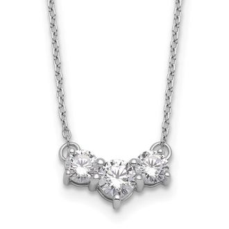 Diamond2Deal 14K White Gold Lab Grown Diamond 3 Stone Pendant Necklace 18 Clarity VS, Color G-H