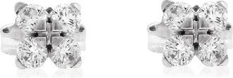Roberto Coin Roberto Coin 18K White Gold Love In Verona Small Flower Diamond Stud Earrings - 111473Awerx0