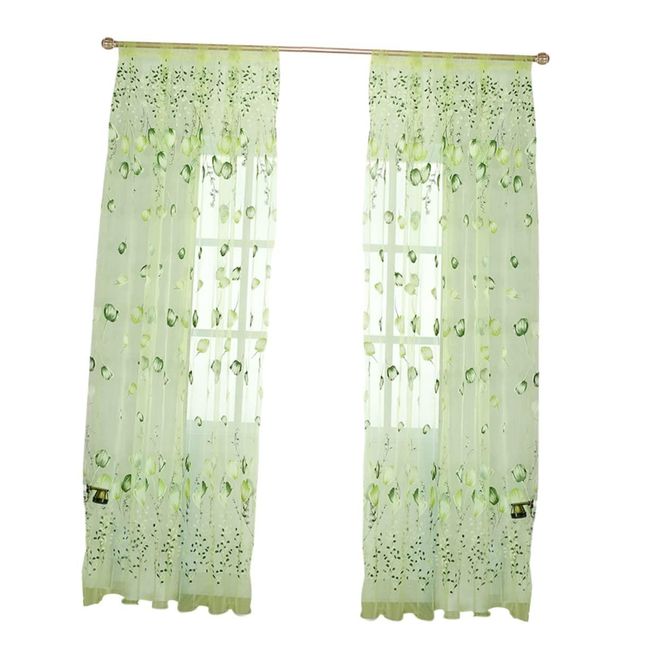 BESPORTBLE Gardinen Mit Volant Fenster Voile Paneele Transparent Gardinen Sichtschutz Grüne Verdeckte Stickerei ab 18,09 €