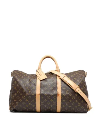 Louis Vuitton Borsa da viaggio Keepall Bandouliere 50 con monogramma 2000 - Marrone