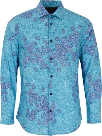 Lords of Harlech Nigel Button-Up Shirt in Montgat Paisley Teal at Nordstrom, Size Medium