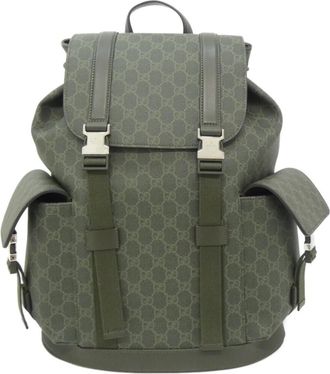 Gucci Green Gg Canvas Backpack (Pre-Owned)
