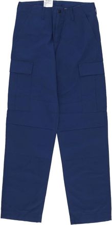 Carhartt Work in Progress Cargo broek met knoop en rits - Heren - Straight fit broeken - Blauw - W32 L32 - Katoen - Broeken