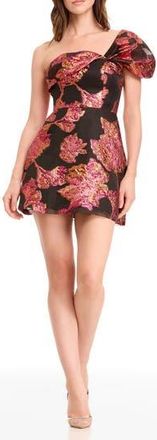Dress The Population Olive Floral Jacquard Off the Shoulder Cocktail Minidress in Fuchsia Multi at Nordstrom Rack, Size Xx-Small