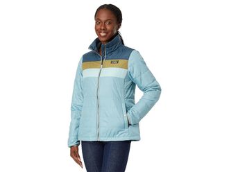 L.L.Bean Mountain Classic Puffer Jacket Color-Block Womens Clothing Storm Blue/Steel Blue : XS, Polyester