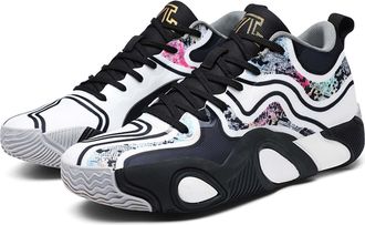 Generic Mens Basketball Shoes are Breathable Anti Slip Wear-Resistant Fashionable Color Blocked Boots Walking Shoes(Black,8.5 UK)