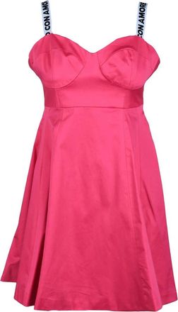 Giulia N. Fuchsia Fitted Cotton-Blend Mini Dress