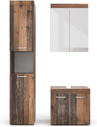 Vicco Conjunto De Muebles De Ba&ntilde;o Luna, Estilo Antiguo, 3 Partes, Con Unidad Alta