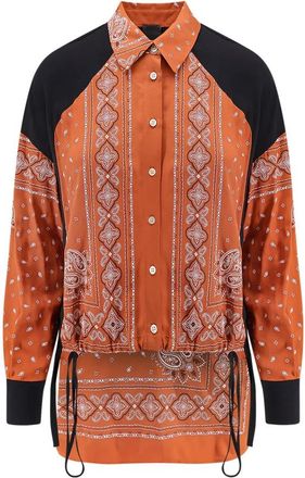 Pinko Pinko, Overhemden, Dames, Bruin, S, Bruin Overhemd met Knoopsluiting en Asymmetrische Zoom