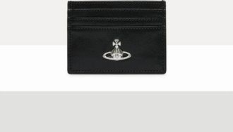 Vivienne Westwood Flat Card Holder Shiny Veget Tanned Black One Size Women