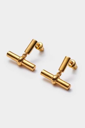 Katie Loxton Themis Waterproof Gold T-Bar Earrings at Nordstrom