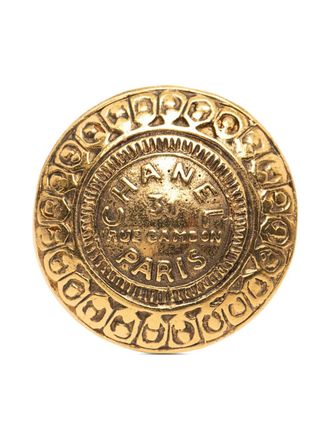 Chanel Spilla tonda 31 Rue Cambon placcata oro 1970-1980