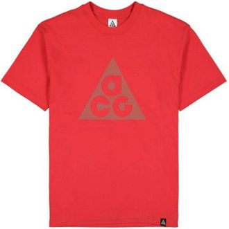 Nike Mens Nike Triangle Logo Printing Sports Round Neck Short Sleeve Red T-Shirt DJ3644-657