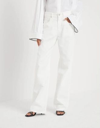 Brunello Cucinelli White Wide Leg Trousers, Brand Size 44 (US Size 10)