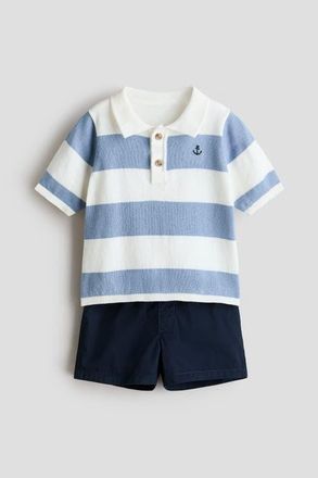 H&M 2-piece Polo Shirt And Shorts Set in Blue/anchor at Nordstrom, Size 18M