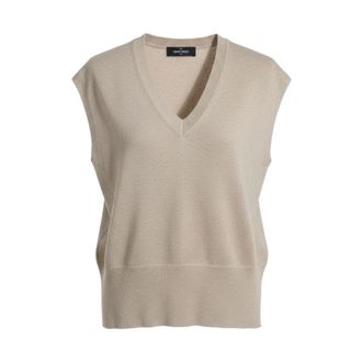 Gran Sasso V-neck Knitwear, female, Beige, Size: 4XS 58201 V-neck Knit Top