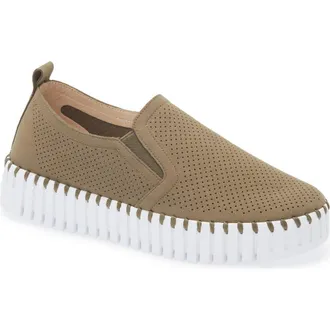 Ilse Jacobsen Tulipu Perforated Platform Sneaker in Deep Olive at Nordstrom Rack, Size 11Us / 41Eu