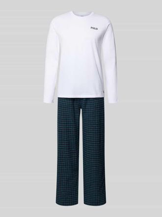 Ralph Lauren Loose Fit Pyjama aus Baumwoll-Flanell mit Geschenkbox in Weiss, Gr&ouml;&szlig;e S
