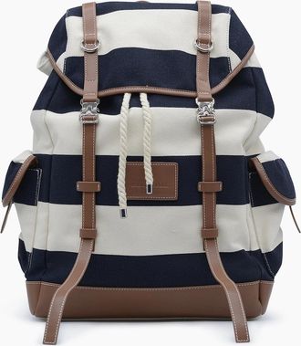 Paul & Shark Paul & Shark Mens Leather Canvas Striped Backpack - Various - Size: OS