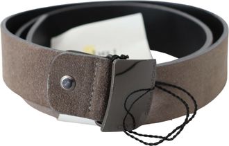 Costume National Womens Brown Leather Square Logo Buckle Belt