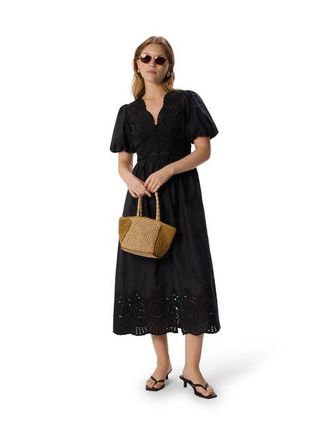 Whistles Cotton Broderie Dress in Black at Nordstrom, Size 12
