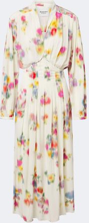 Isabel Marant Floral pleated satin midi dress