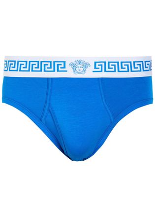 Versace Stretch-cotton Briefs - Blue - XL