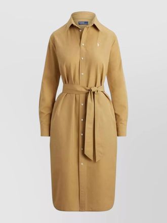 Polo Ralph Lauren linen cotton shirt dress belted waist midi
