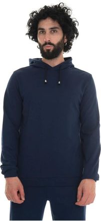 Hindustrie Hoodie van stretchy knit - Heren - Hoodies - Blauw - L - Katoen - Hoodies & sweatvesten