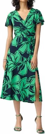 Joseph Ribkoff Floral Print Midi Dress In Midnight Blue/green