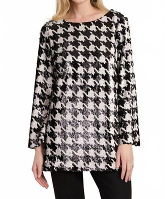 Tyler B&ouml;e Sandra Sequin Houndstooth Tunic Top In Black Houndstooth