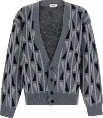 Versace Medusa Sweater met Lederen Voorkant - Heren - Vesten - Grijs - L - Katoen - Truien & Vesten