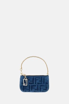 Fendi Mini Flat Pouch Denim Flock Ff