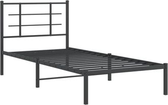 vidaXL Estructura cama sin colchón con cabecero metal negro 90x200 cm Vidaxl
