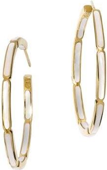 Jan Leslie Inside Out Hoop Earring Set In Sterling With 18K Gold Overlay in White at Nordstrom