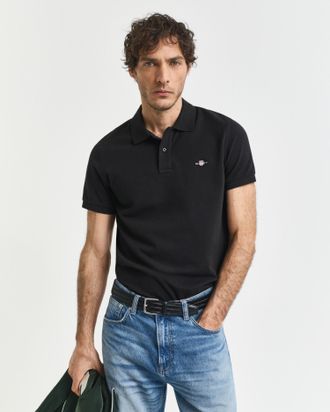 GANT Men Slim Fit Shield Piqu&eacute; Polo Shirt (XXXL) BLACK