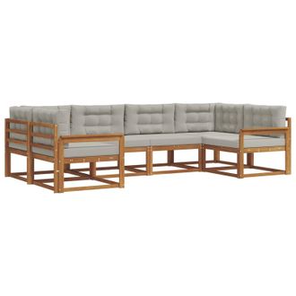 vidaXL Conjunto De Sof&aacute;s De Exterior 6 Pcs Gris Natural Y Claro Vidaxl
