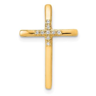 Diamond2Deal 10K Gold.03ct. Diamond Cross Chain Slide Pendant