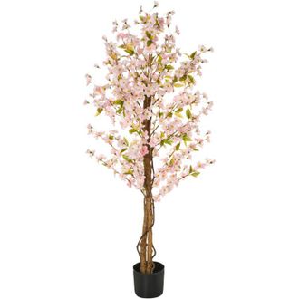 Beliani Beliani - Planta Artificial En Maceta Verde Negro Material Hojas De Pl&aacute;stico Rosas 150 Cm Interior Sakura