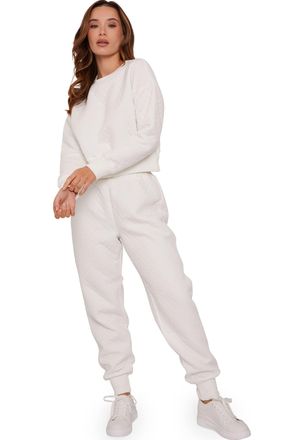 Chi Chi London Womens Cream Quileted Loungewear Set, L